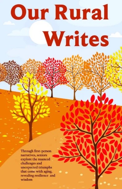 A book cover with fall foliage and "Our Rural Writes" in bold red letters
