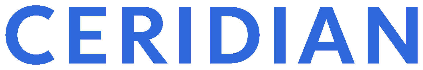 Ceridian logo in indigo on a white background.